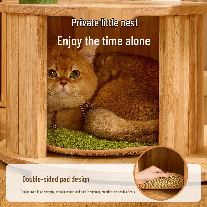 Cmisstree Multi-Layer Solid Wood Cat Tree & Condo