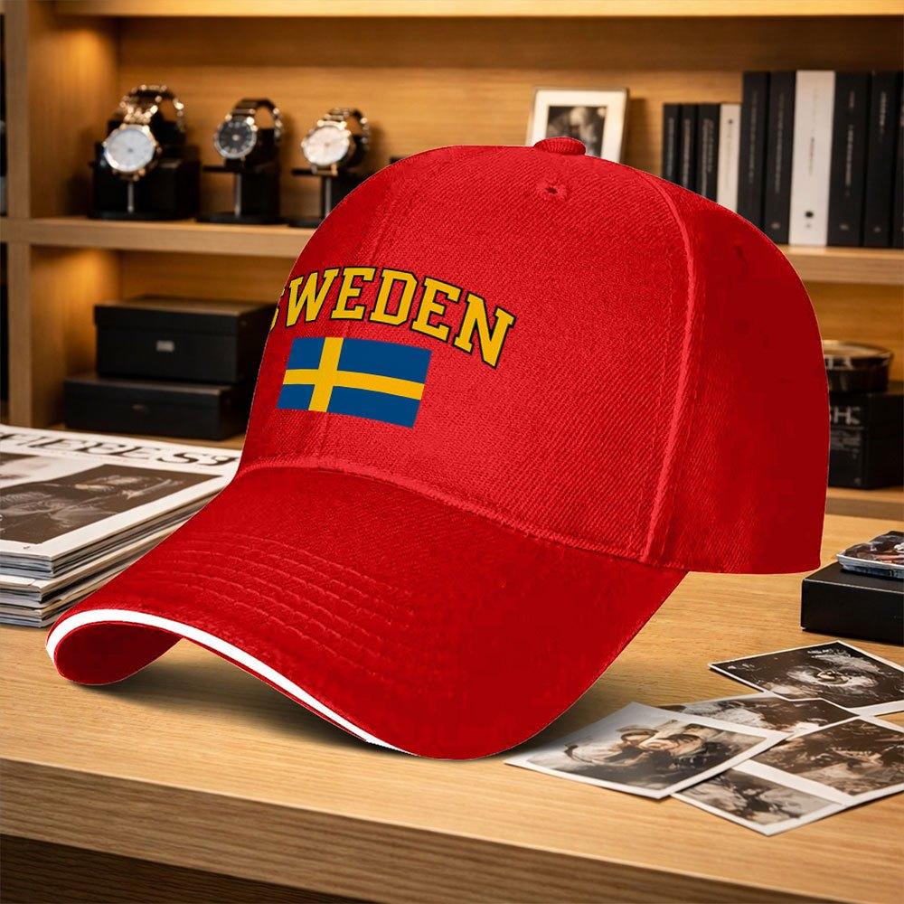 Swedish Flag Adjustable Unisex Baseball Cap Trendy Printed Duckbill Hat For Fishing Golf Camping Hiking