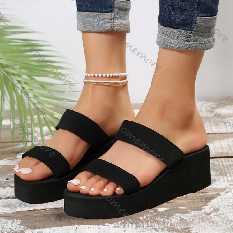Comemore High Heels Platform Slippers Women's Sandals Soft EVA Black Ladies Slides Thick Sole Summer Shoes Flip Flops