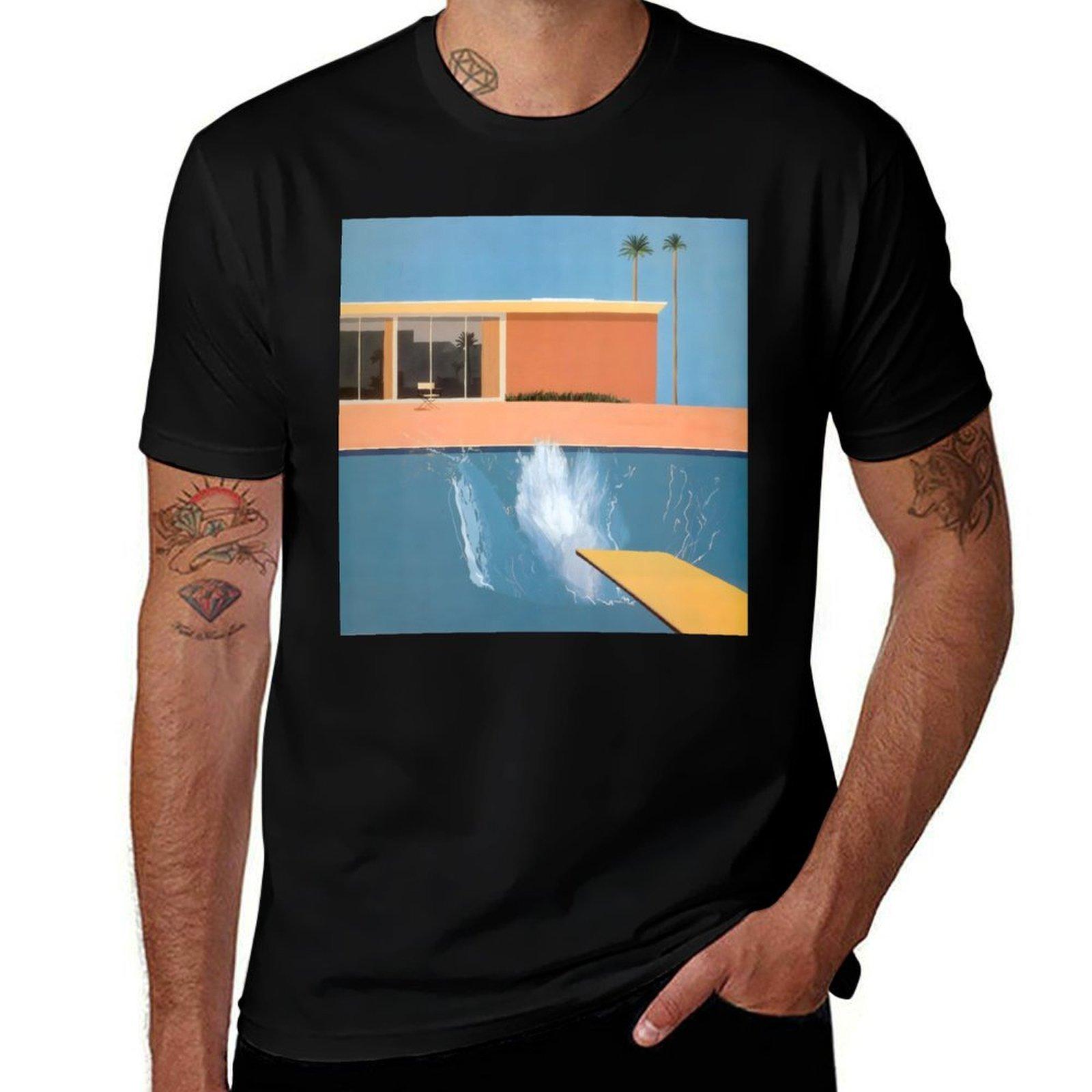 

David Hockney A Bigger Splash T-Shirt man t shirt cotton high quality funny t shirts dark humor men t shirt cotton 100% T-Shirt XL