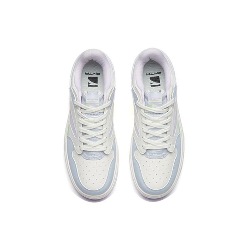 Anta Women Fabric Synthetic Leather Low Top Skate Shoes White Blue Purple 122238066-5