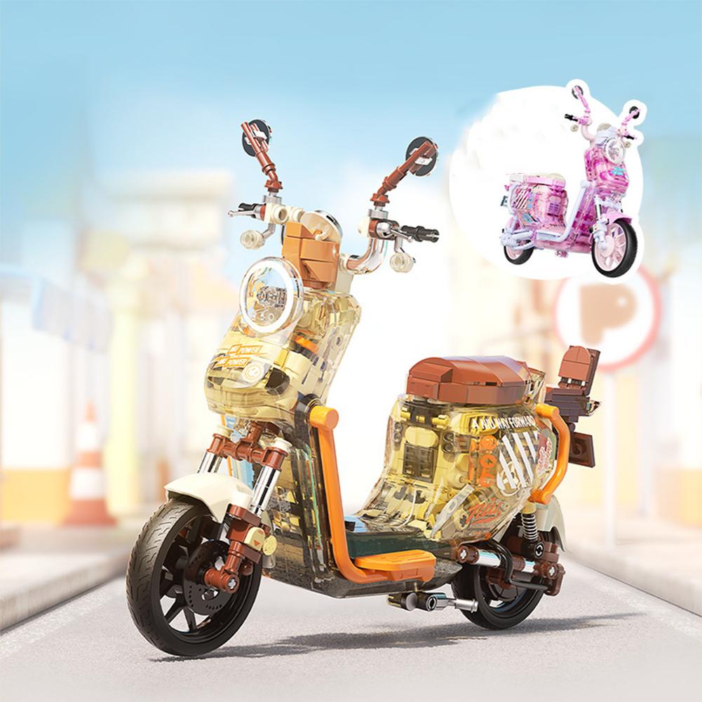 Mini Motorcycle Car Building Blocks For Kids Electric Car Assembling Model Toys Early Learning Birthday Gifts For Girls Boys