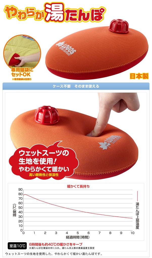 Logos Anywhere Soft Hot Water Bottle (with storage bag) 81661000, Soft, Made in Japan, with funnel