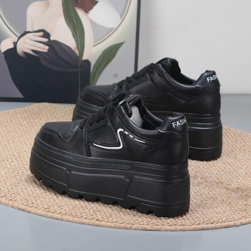 Moda 8CM mulheres Plataforma Cunha Tênis Chunky Couro Genuíno Mulheres Sapatos de Verão Primavera Outono Tênis de Caminhada Vulcanizado Moda