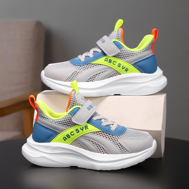 Children's net shoes 2025 summer new boys single mesh breathable sports shoes girls hollow mesh running shoes lightweight