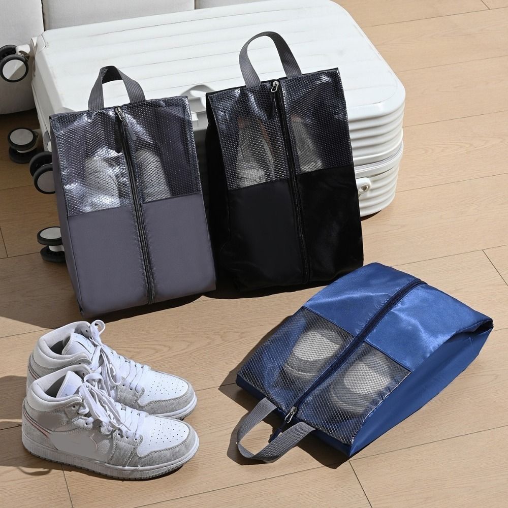 Portable Handheld Shoe Storage Bag Wide Opening Dust-proof Shoes Pouch Large Capacity Waterproof Shoes Organizer for Home