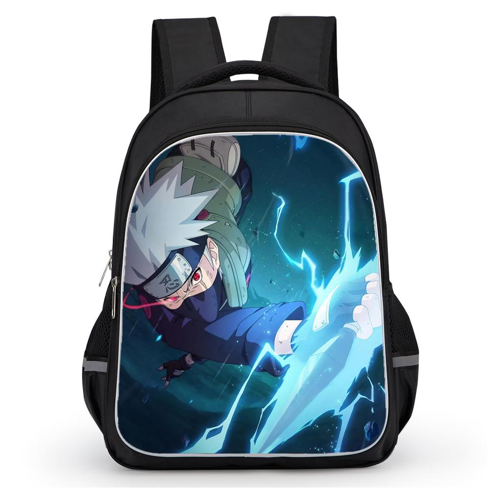 Dual Zipper Pockets, NARUTO Design Suitable For Boys&Girls, Durable 16-inch Lightweight Kids Cartoon Student Backpack Age 5-10.