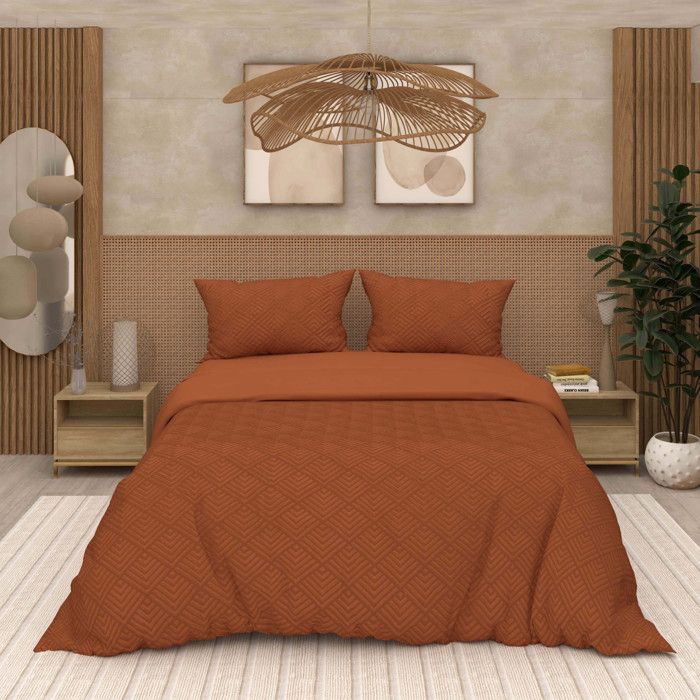 Parure housse de couette 3D microfibre 240x220 cm GAIA terra, par Soleil d'Ocre