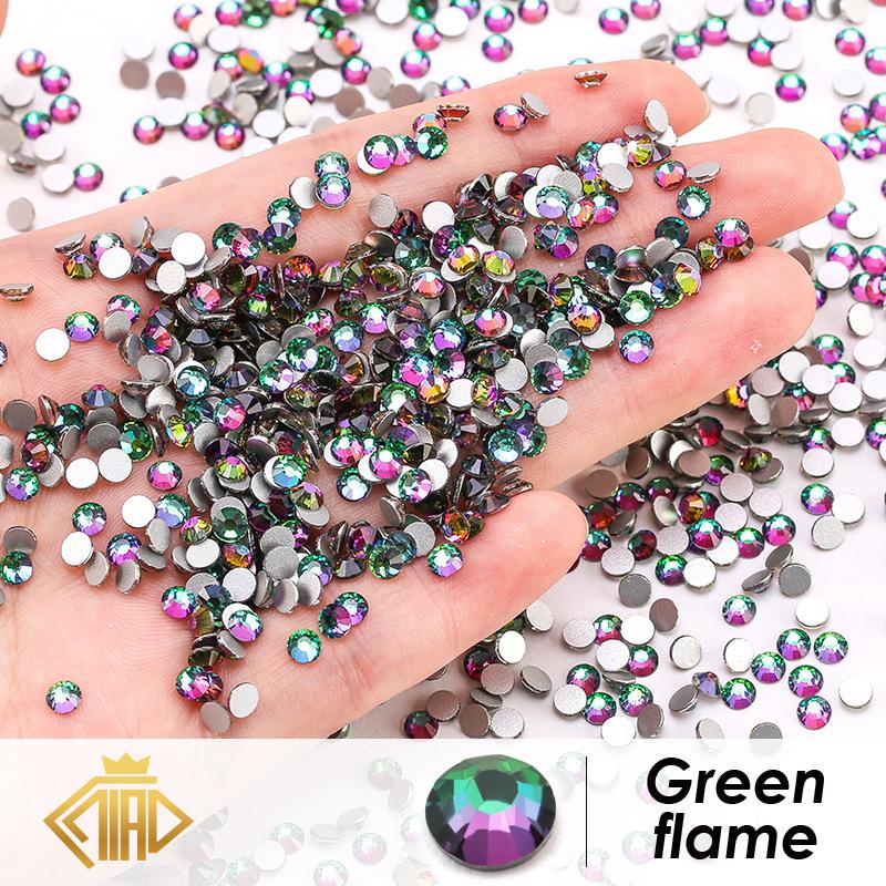 Pujiang Crystal Rhinestone Skleněné ploché dno Diamond Oblečení Doplňky Kulatý vrták na nehty DIY Náušnice Taška Samolepka Vrtačka