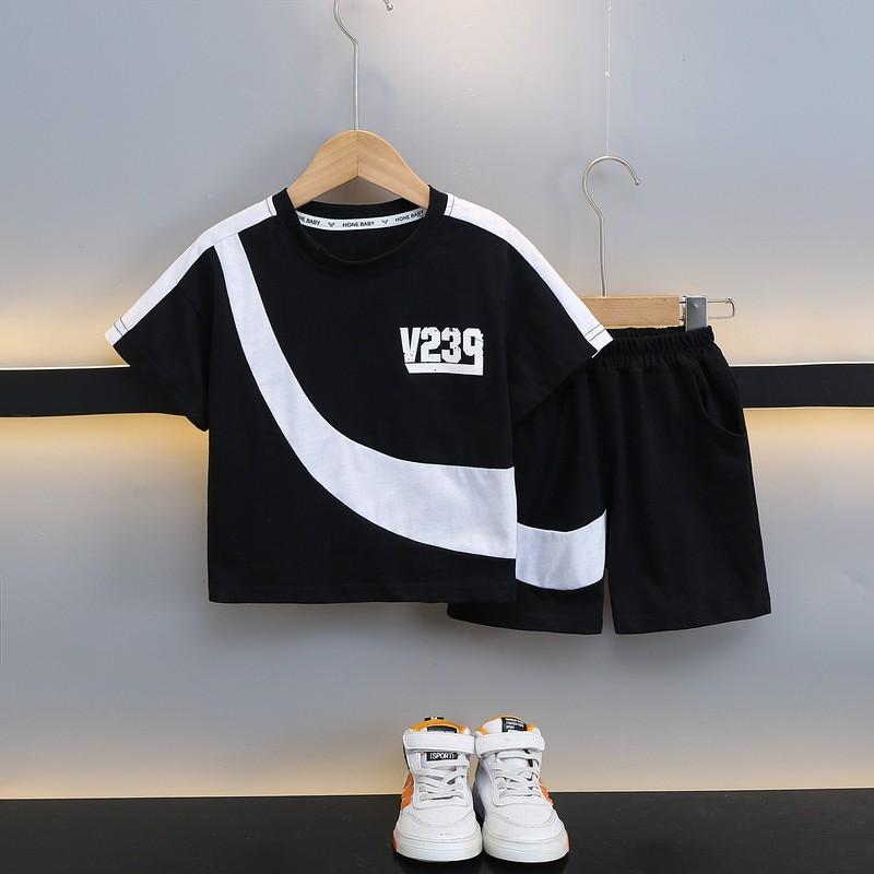 Cool And Comfortable Boys Summer Sports Set Stylish Short Sleeve Outfit For Kids