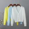 Women's Spring/Summer Sunscreen Casual Knitted Cardigan V-Neck Single Breasted Hollow Out Thin Coats
