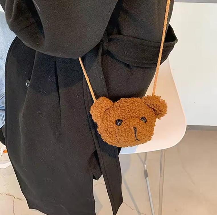 Cute Bear Shoulder Bag For Children Kids Messenger Bags Cartoon Animals Backpack Stuffed Plush Purses Little Girls Mini Bags