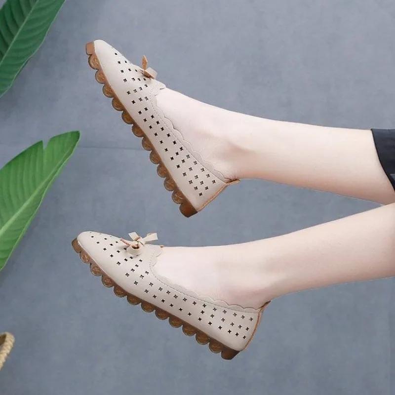 Non Slip Low Heel Elegant Women's Flat Shoes Round Toe Ladies Footwear Popular 2024 Summer Wholesale Chic Point Fashionable