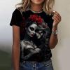Summer Round Neck 3D Skull Print Top Fashionable Casual Short Sleeved Women's T-shirts
