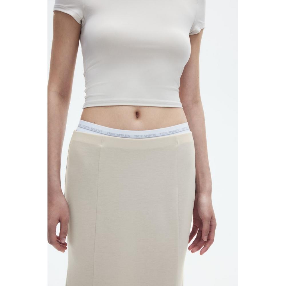 

H M Flared Jersey Skirt ligHt Beige
