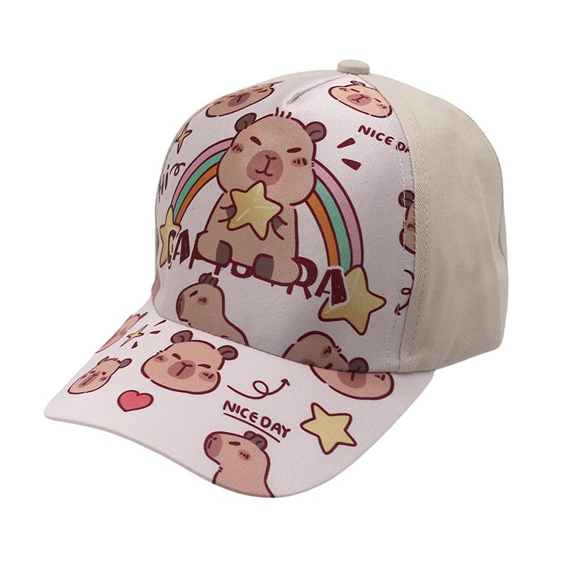 Cartoon Printed Capybara Children Baseball Hat Fashion Versatile Hat For Boys Girls Cute Outdoor Sunshade Peaked Cap Gifts