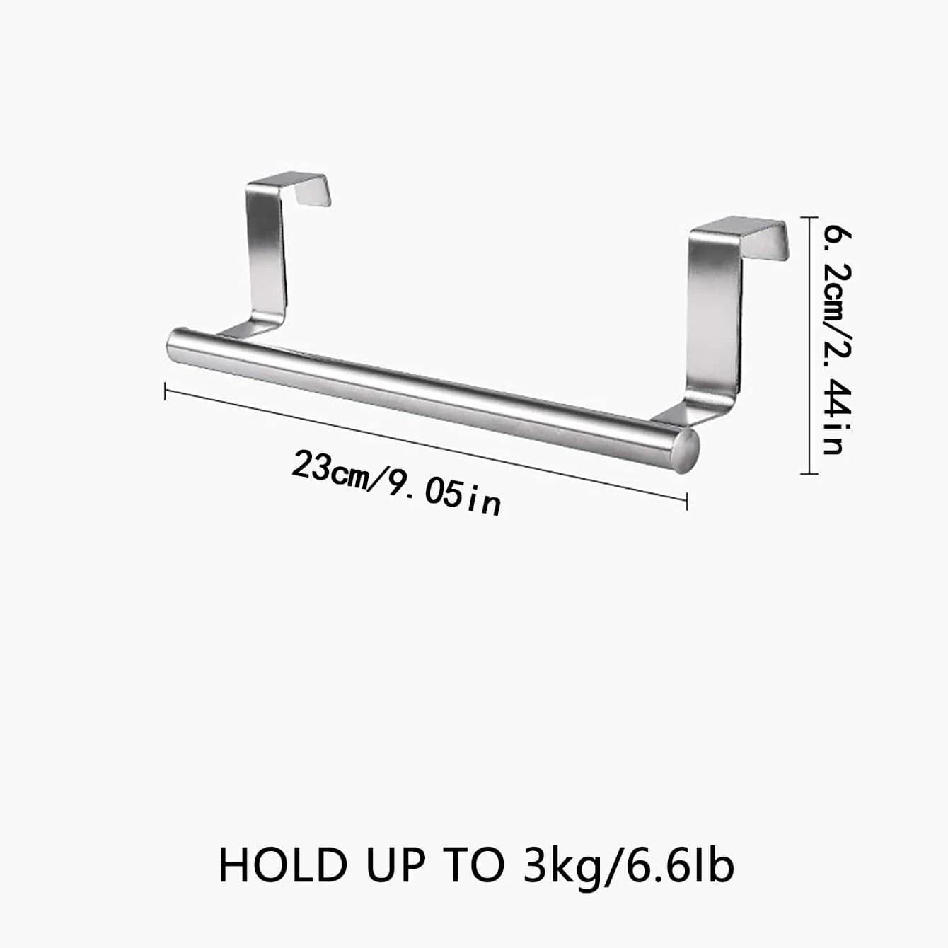 

1pc-Towel Rack Stand Stainless Steel Cabinet Door Hanging Rod Punch-Free Holder Kitchen Bathroom Shelf Silver