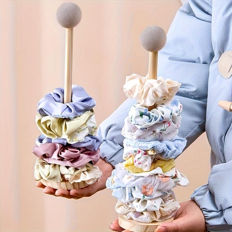 Solid Wood Hair Tie & Accessory Organizer - Stylish Display Stand Suitable for Hair Accessories and Headbands Countertop Storage