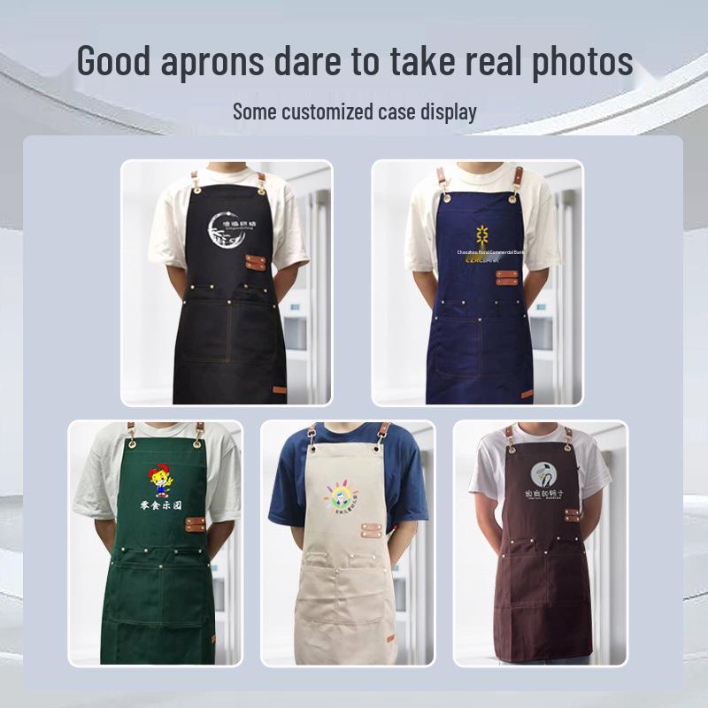 Waterproof Cross-Back Canvas Apron: Oil-Proof, Dirt-Resistant Kitchen & Catering Workwear