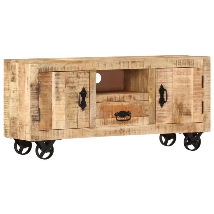 Meuble TV Industriel - VIDAXL - Bois de manguier brut - 110x30x50 cm