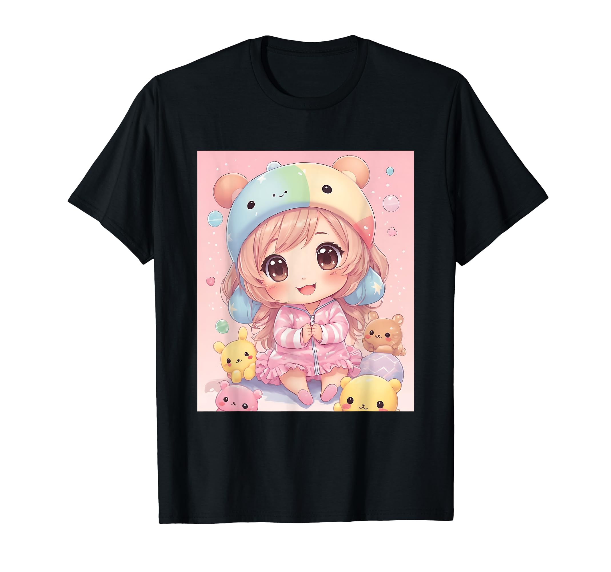 

things printed Kawaii, pastel, cute, millet, Japanese, T-shirt чорний