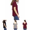 Stylowy Bawełniany T-shirt Damski Plus Size z Dekoltem V, Krótkim Rękawem, Luźnym Krój
