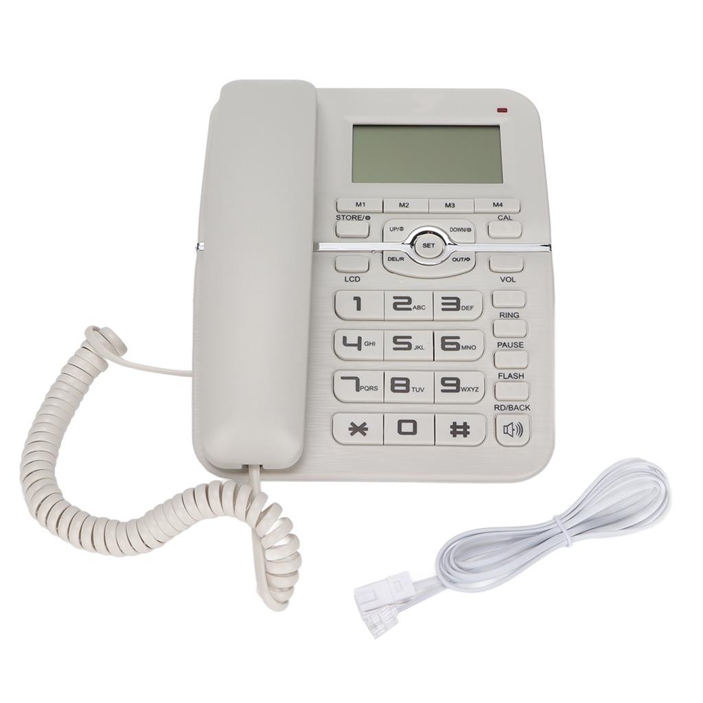 Corded Landline Caller ID Full Hands Free 4 Fast Dial Desktop Wired Telephone with LCD Display for Home HotelWhite