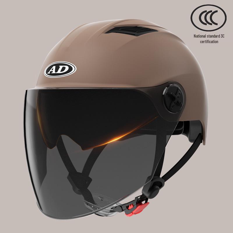 3C Certified Unisex Electric Vehicle Half Helmet with Double Visor, Summer Sun Protection, All-Season Use for Scooters & Motorcycles