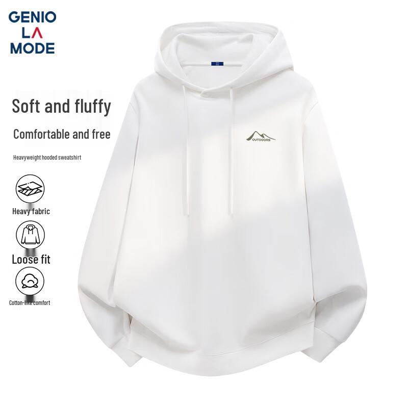 GENIOLAMODE Men's Heavyweight Loose Fit Hooded Sweatshirt