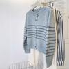Vintage Motley Design Striped Knitted Cardigan Women's Autumn and Winter Fashion Casual Small Sweater Jacket