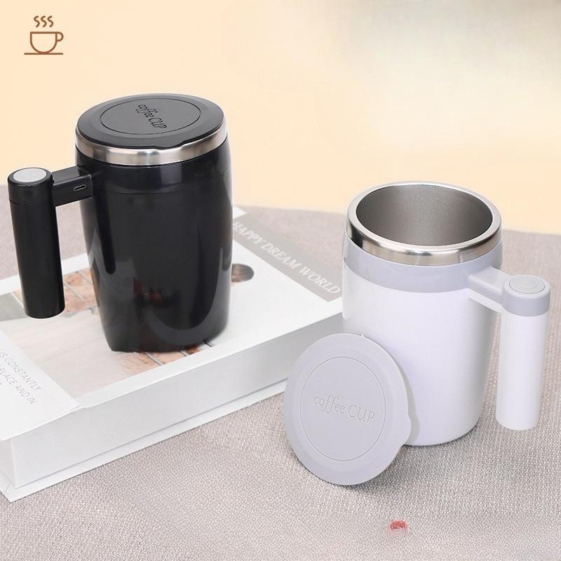 Rechargeable Stainless Steel Coffee Cup Electric Magnetic Stirring Insulated Travel Mug Portable Mixing Cup