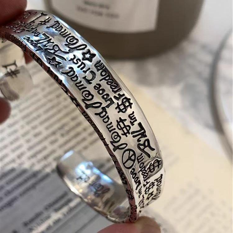 Thai silver graffiti bracelet female ins niche design cold wind Japan and Korea ·