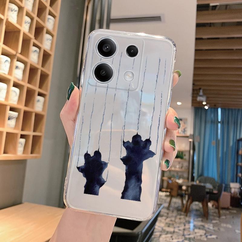 Měkké silikonové průhledné pouzdro s kresleným vzorem pro Xiaomi Redmi Note 13 Pro Poco C65 Samsung A55 A35 M35 S24 iPhone Ochranný kryt proti nárazu