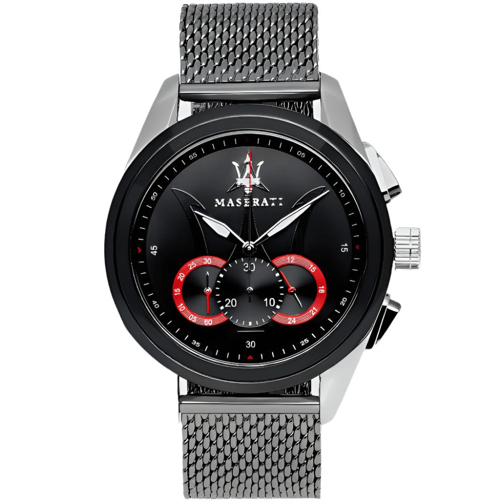 Maserati Men's Silver R8873612005 Traguardo Chronograph Black Dial Watch