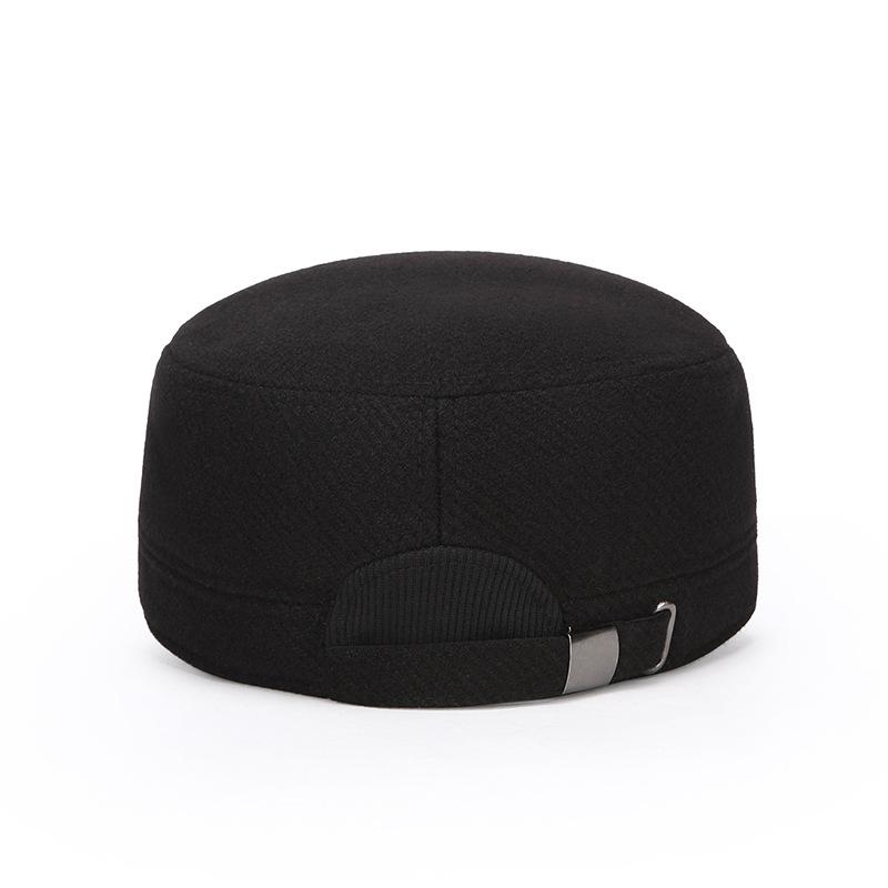 Zimní vlněná teplá bavlněná čepice pro středního věku a starší cyklisty, větruodolná, s ochranou uší, plochá čepice, venkovní