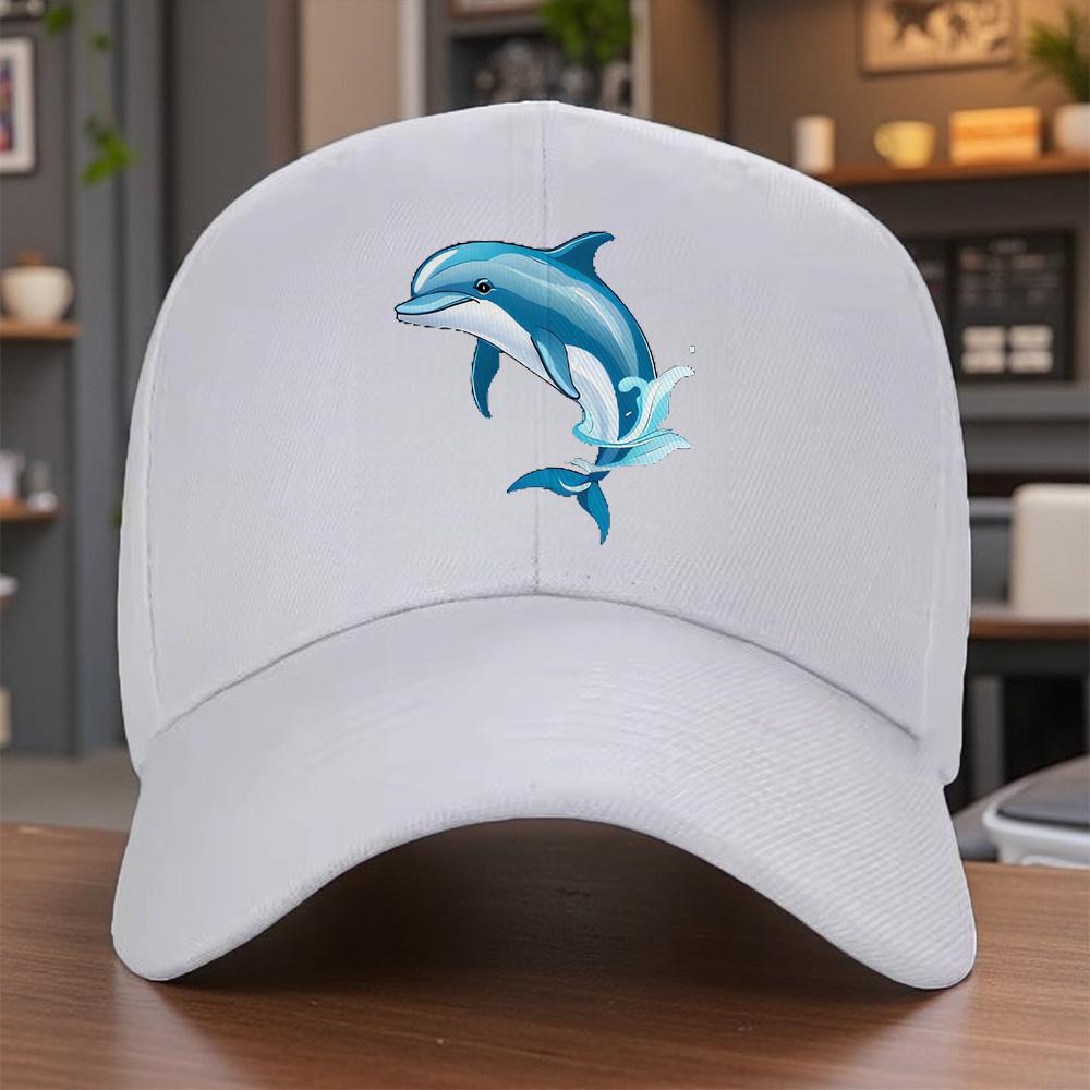 Dolphin Leaping Graphic Baseball Cap Adjustable Cotton Casual Sun Hat for Adults Unisex