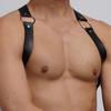 Men's Leather Body Harness with Adjustable Straps and Metal O-Rings for Fashion, Parties, and Clubwear