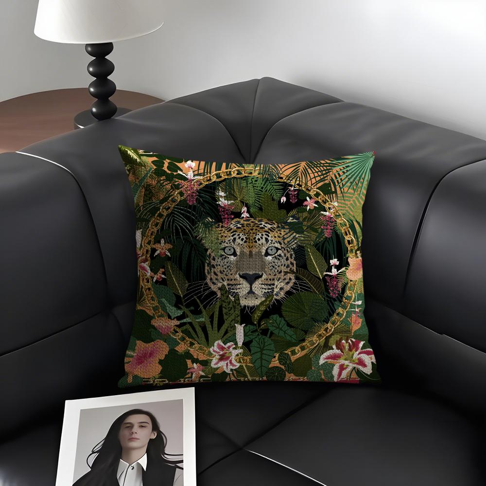 Animals Classical Cushion Cover Natural Linen Organic Fabric DoubleSided Printing Sofa Home Decor Gift Pillow Case