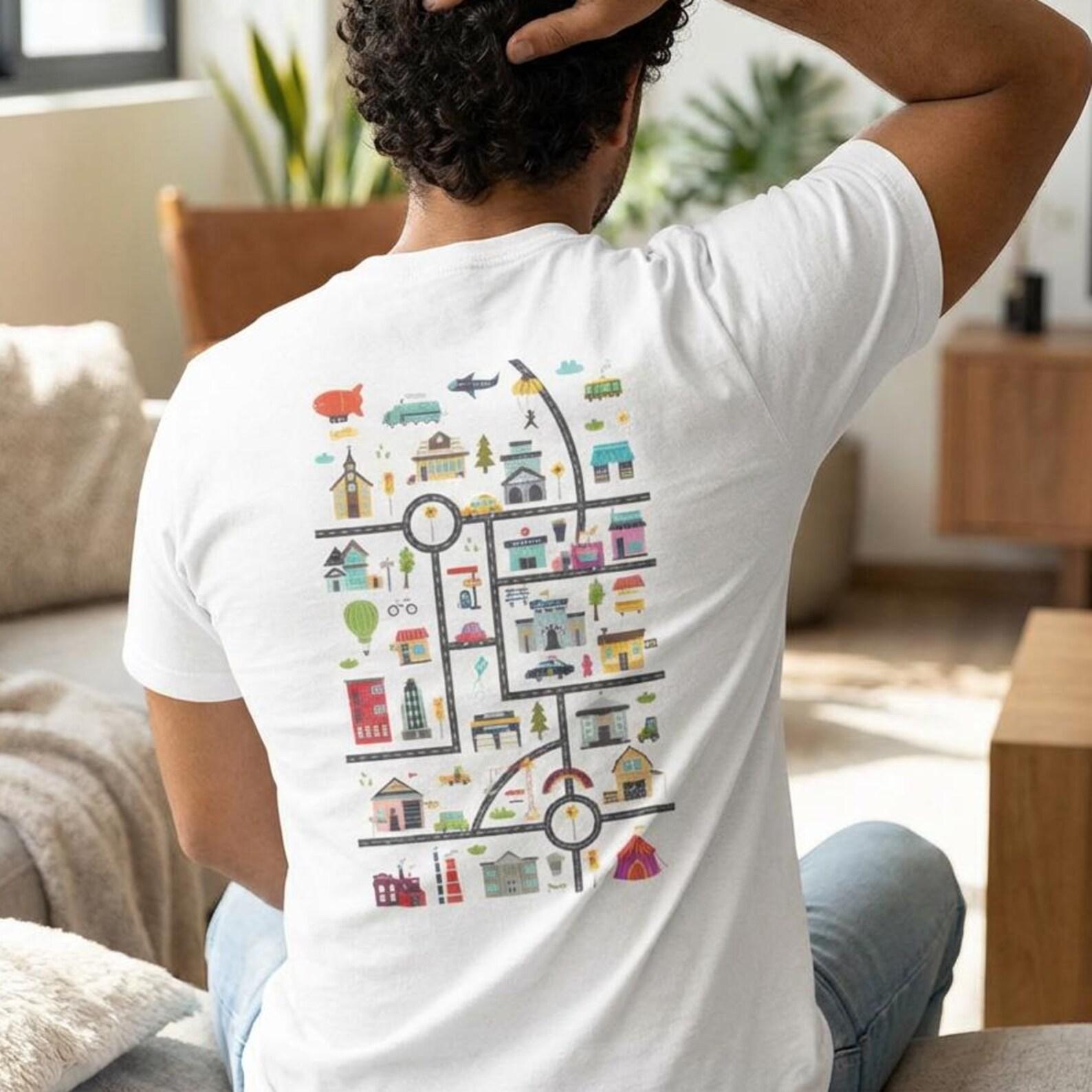 Dad s Back City Road Map Play Mat Shirt, Interactive Car Track Tee S