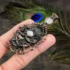 Septarian Stone, Moonstone Gemstone Copper Wire Wrap Jewelry Pendant 3.35"