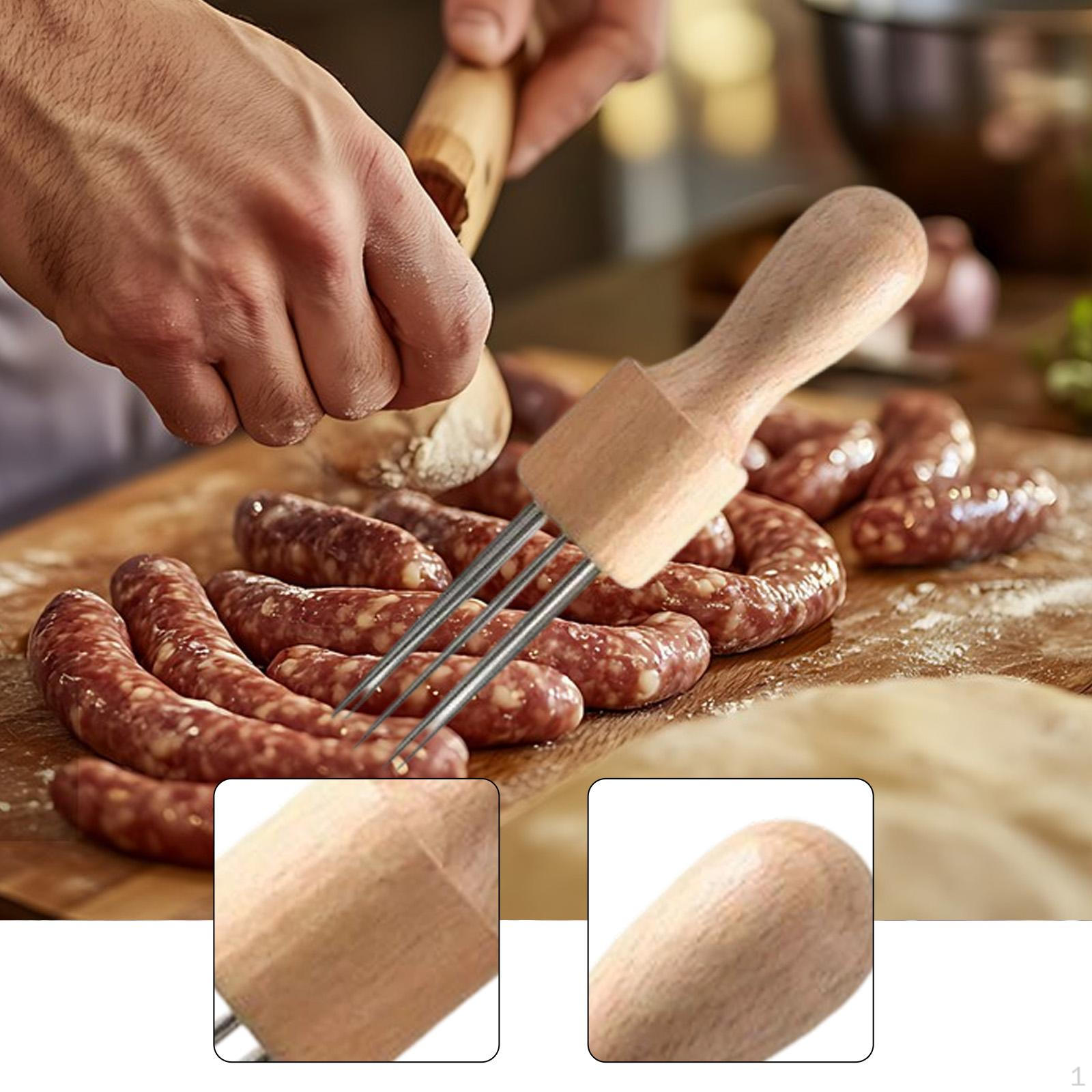 

Sausage Pricker Tool Easy to Use Versatile Wooden Handle for Skin