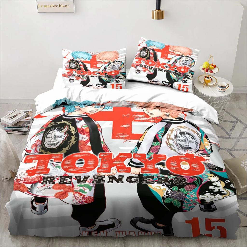 Anime Tokyo Revengers Ryuguuji Ken Sano Manjiro Bettbezug Cartoon Bettwäschesets Bettset Steppdecke Bettdeckenbezüge Heimtextilien