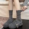 Thick Retro Perforated Wool Mid-calf Socks - Children's Mid-calf Pile Socks for Winter Warmth with Boots - Mid-calf Socks