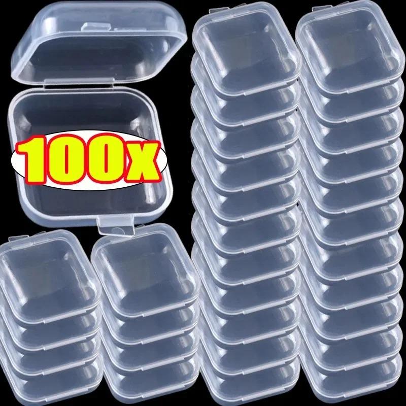 1/100 Stück Kleine quadratische Schmuckaufbewahrungsboxen Hüllen für Pillen Ohrringe Transparenter Kunststoff Staubdicht Ohrstöpsel Aufbewahrungs-Packboxen