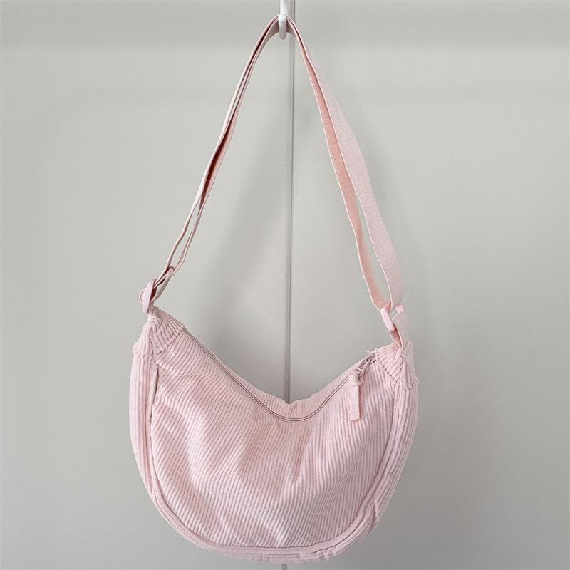 Solid Color Corduroy Women's Hobos Shoulder Bag Retro Casual Female Crossbody Bags Ladies Daily Travel Handbags Messenger Bag