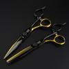 6.0 Inch Black And Gold Notched Handle, Hair Scissors, Hair Scissors, Flat Scissors, Bangs Scissors, Tooth Scissors