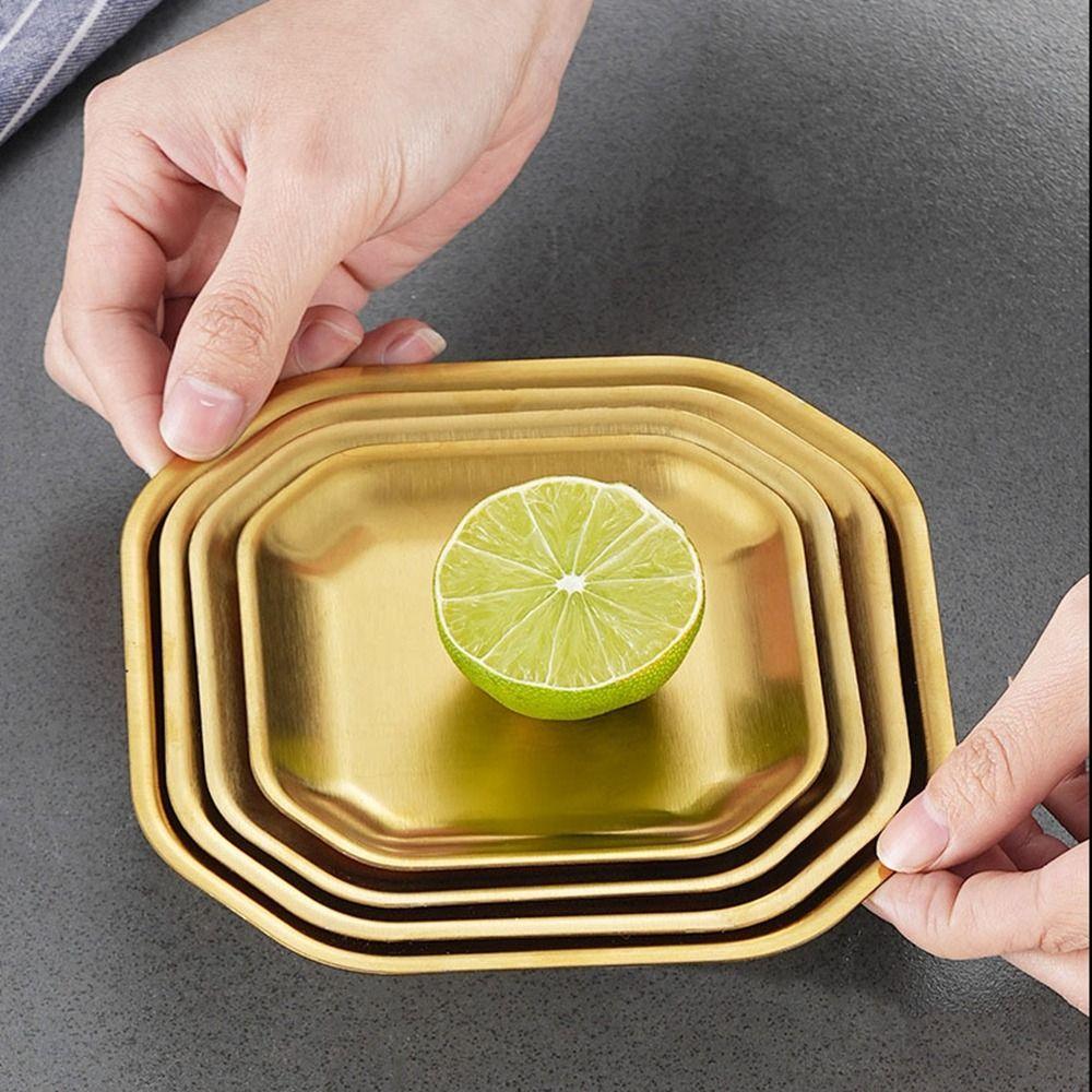 Koreanisches Dessert Gebäckteller Quadratische Saucen-Dip-Schale Edelstahl Achteckige Schale Snack