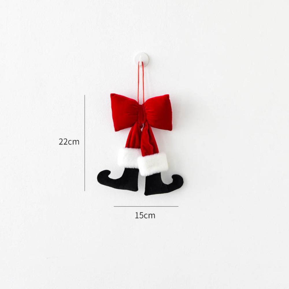 New Wine Red Wine Red Bowknot Velvet 3D Xmas Tree Ornament With Feet Hanging Christmas Supplies Merry Christmas