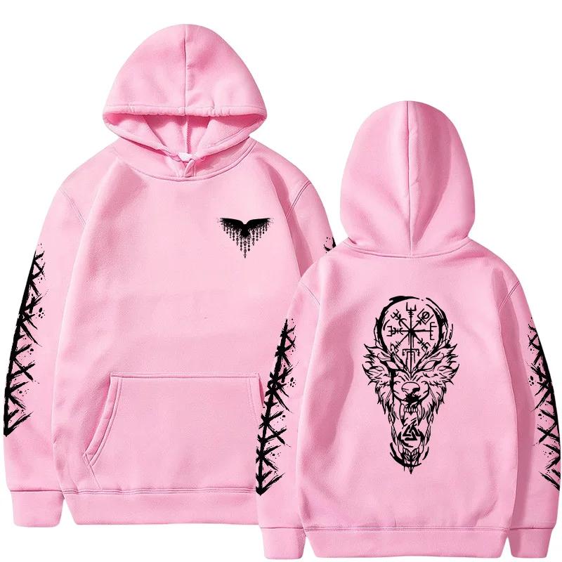 2025 Trendy Winter Autumn Casual Sporty Jogger Top Outwear Fashion Man Hoodie Mens Ancient Norse Raven Wolf Hooded Sweatshirt