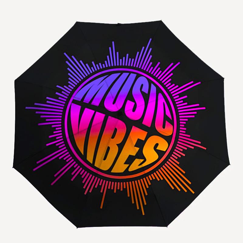 

1pc Music Vibes Automatic Folding Umbrella, 8-Rib Durable Iron Frame, Compact Travel Umbrella for Women & Men 116
